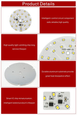LED Downlight Chip 3W 5W 7W 9W 12W 15W 18W Round Light chip AC 220V-240V 2835SMD Lamp Beads Cold/Warm white Lighting Spotlight