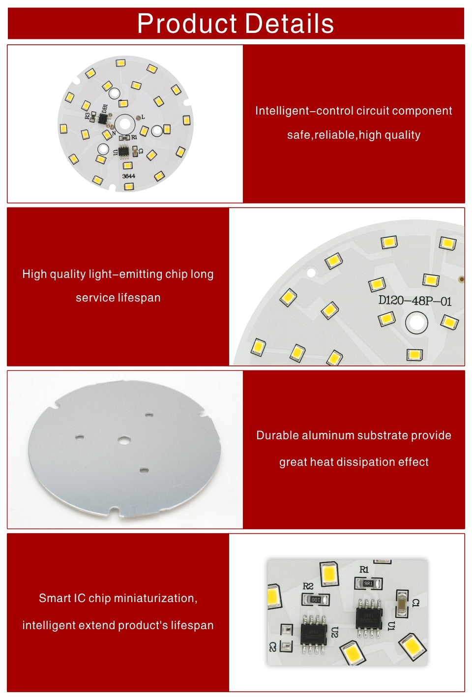 LED Downlight Chip 3W 5W 7W 9W 12W 15W 18W Round Light chip AC 220V-240V 2835SMD Lamp Beads Cold/Warm white Lighting Spotlight