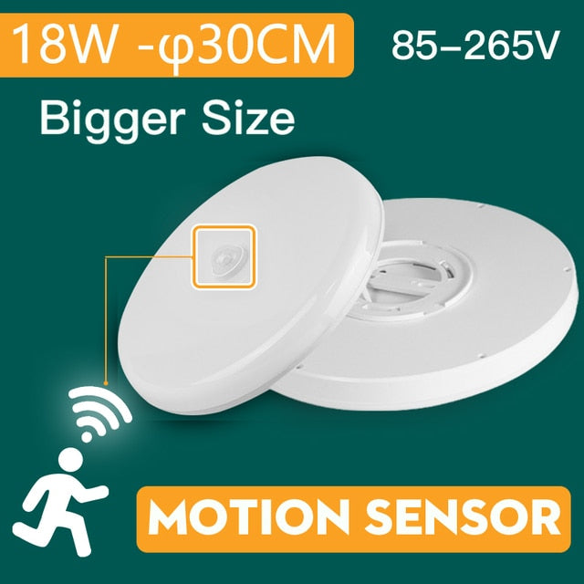 Motion Sensor Led Ceiling Light Fixtures Surface Mounted Ceiling Lamp 12W 18W 30W 50W Panel Night Light 220V For Home Bedroom
