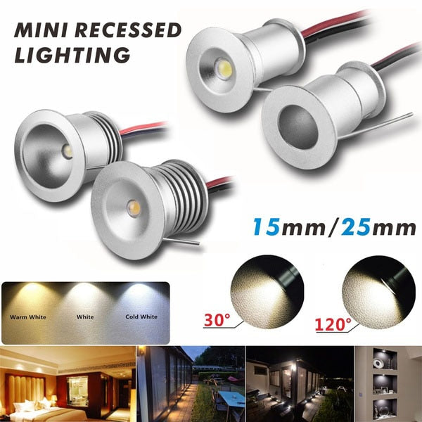 Mini LED Downlight 1W IP65 12V 15mm 25mm 30mm Outdoor Garden Bathroom Corridor Ceiling Spot Bulb Light SPA Sauna Lighting CE