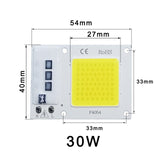 COB LED Lamp Chip AC 220V LED Bulb 10W 20W 30W 50W IP65 High Power Smart IC DIY Flood light Bulb Spotlight Outdoor Chip Lamp