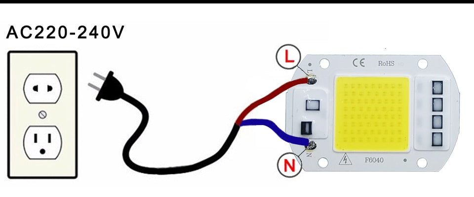 COB LED Lamp Chip AC 220V LED Bulb 10W 20W 30W 50W IP65 High Power Smart IC DIY Flood light Bulb Spotlight Outdoor Chip Lamp