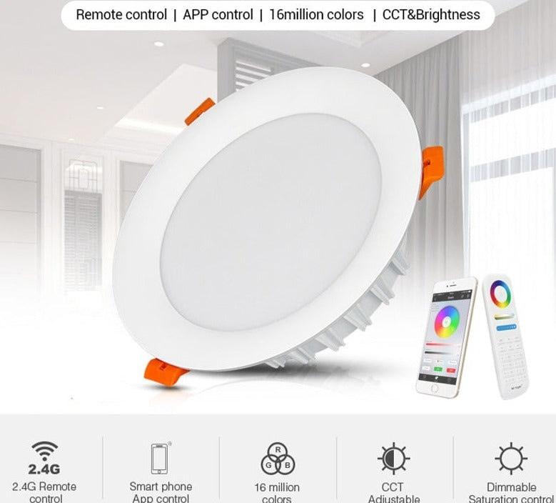 LED Downlight dimmable 18W RGB+CCT AC 220V smart Indoor living room light can Mobile phone APP/Alexa voice/2.4G remote control