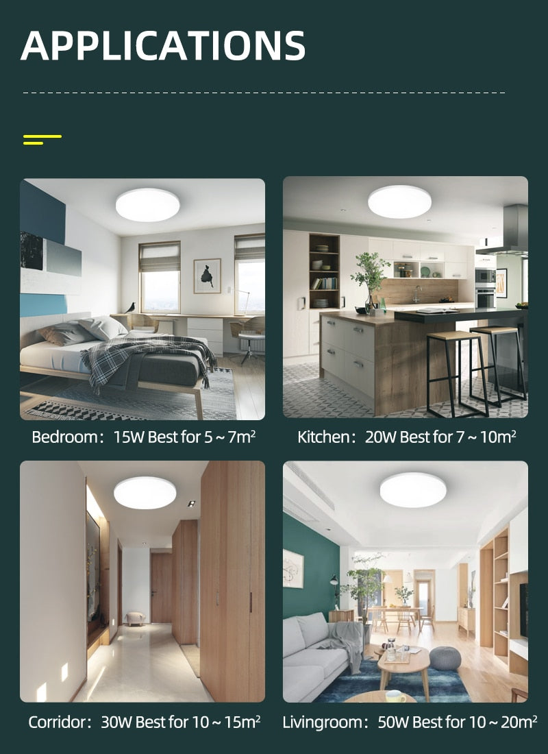 LED Panel Light 15W 20W 30W 50W Round Downlight 220v LED Surface Ceiling Lights Modern Ceiling Lamp For Kitchen Lighting