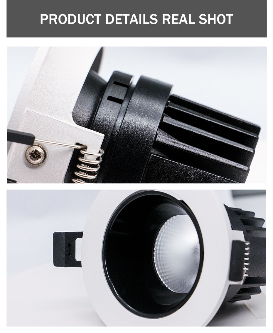 New Led Downlight Dimmable Recessed Spot Led Anti-glare Ceiling Lamp 7W 10W 12W Indoor Living Room Bedroom Corridor Wall Washer