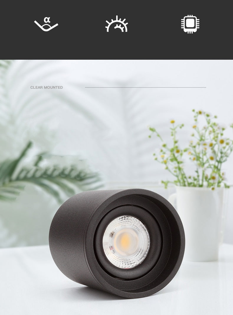 Dimmable LED spotlight 5W 7W 10W 15W 20W 110v/220v downlight angle adjustable ceiling type living room bedroom household spotlight