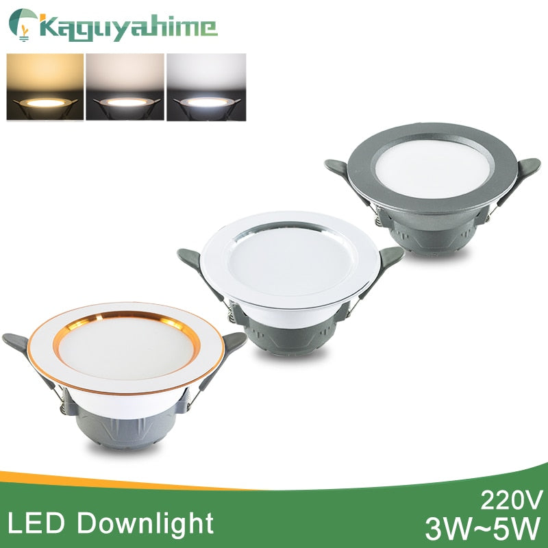 Kaguyahime LED Downlight 5w 3w LED Spot Light AC 220V 3000k 4500K 6000K Indoor Recessed Lamp Gold Silver Surface LED Spotlight