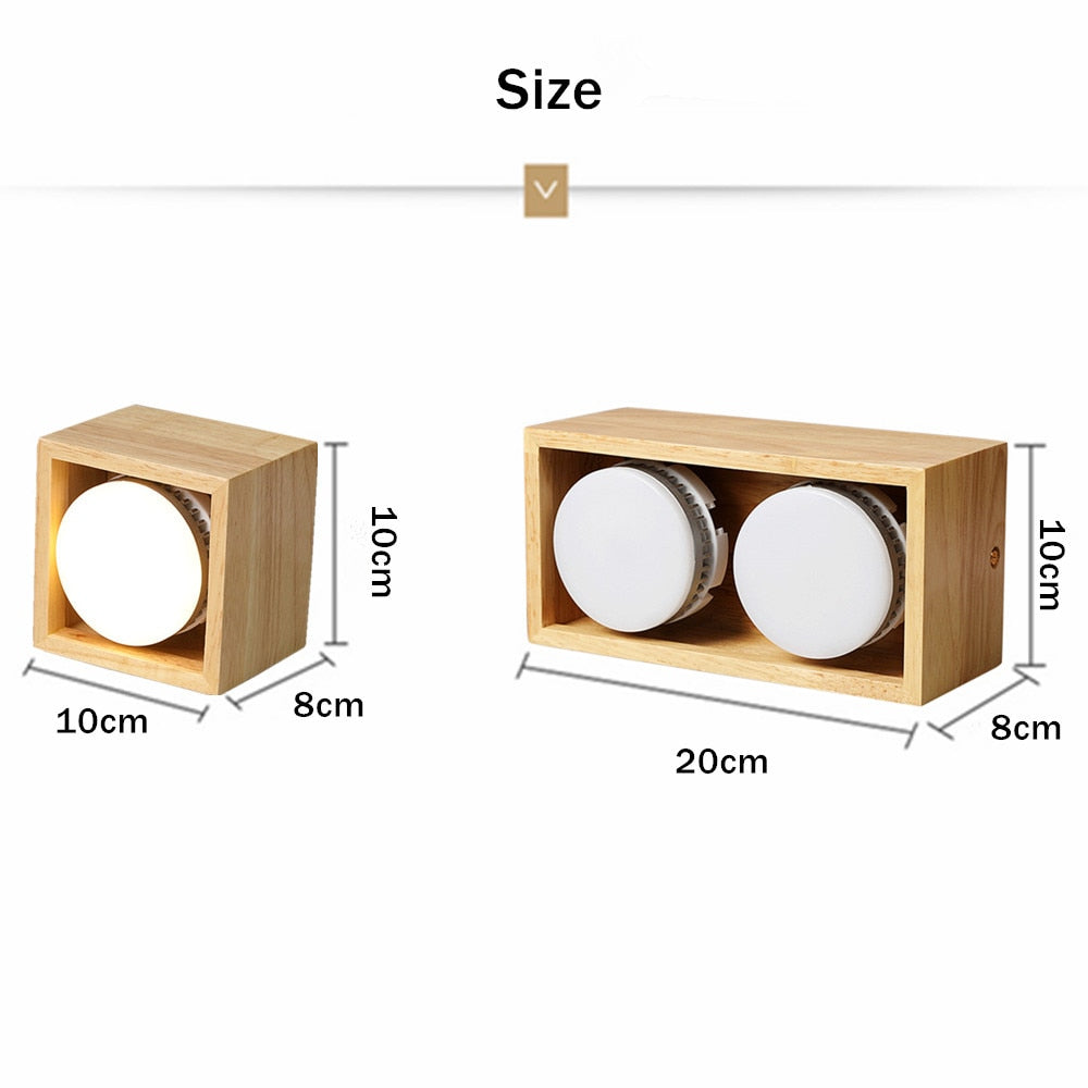 Nordic Wood Square LED Surface Mount Downlight + Replaceable LED Lamp 14W 18W 24W LED Spot Light for Living room Bedroom