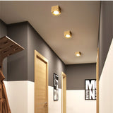 Nordic Wood Square LED Surface Mount Downlight + Replaceable LED Lamp 14W 18W 24W LED Spot Light for Living room Bedroom