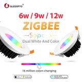 GLEDOPTO Zigbee ZLL 6W/9W/12W RGB+CCT LED Ceiling Light Smart Home Waterproof Remote Control Downlight work with Alexa Echo Plus