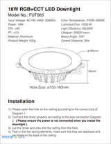 Milight 6W 9W 12W 15W 18W 25W RGB+CCT LED Downlight Ceiling Spotlight AC110V 220V FUT060 061 062 063 064 065 066 068 069 Spotlight