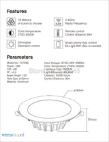 Milight 6W 9W 12W 15W 18W 25W RGB+CCT LED Downlight Ceiling Spotlight AC110V 220V FUT060 061 062 063 064 065 066 068 069 Spotlight
