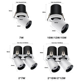 DBF Stretchable Recessed Ceiling Downlight 7W 10W 12W Black/White 360° Degree Rotatable 3000K/4000K/6000K Ceiling Spot Light