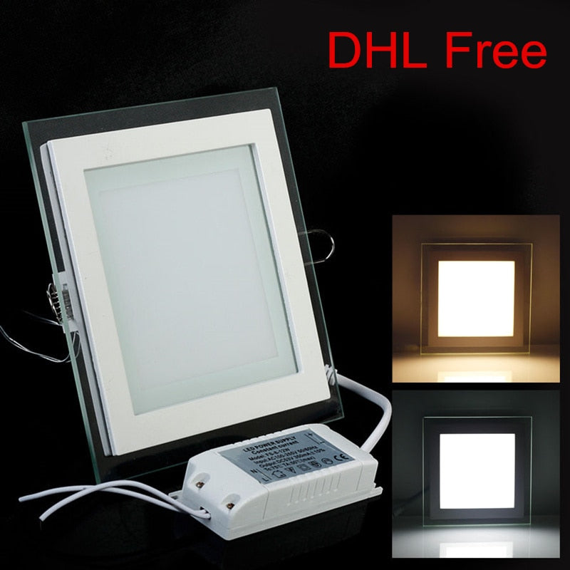LED Downlights 20PCS/lot or 30PCS/lot 6W LED Square Recessed Glass Ceiling Light Indoor