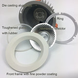  Power LED Waterproof Recessed 40W 55W Downlight Fixture 50 Beam Angle LED IP54 Lamp Security Fixed Plate