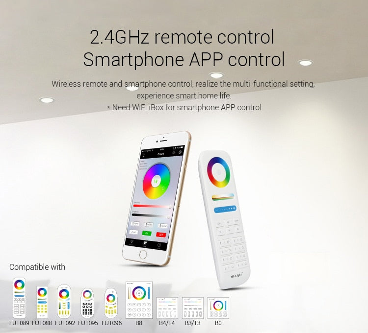  FUT060 25W RGB+CCT LED Downlights 2.4GHz RF Remote Controllable Wi Fi Enabled AC100-240V