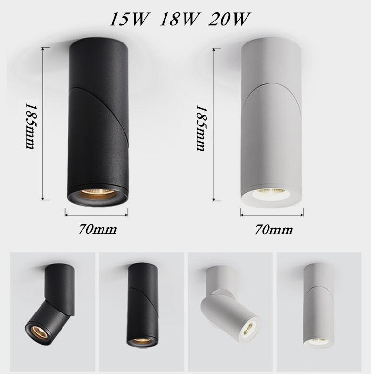Dimmable Rotating LED Downlights 10W 15W 20W COB LED Ceiling Spot Lights AC110-220V LED Wall Lamp Warm Cold White Indoor Lighting
