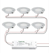 Stainless Steel 14mm Slim Mini Spot Light + Ultra-thin Lighting Transformer 3W 12V 24V IP65 LED Spotlight Cabinet Lamp