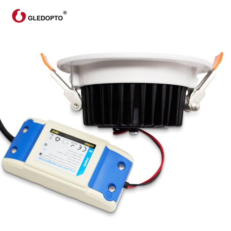 GLEDOPTO Zigbee ZLL 6W/9W/12W RGB+CCT LED Ceiling Light Smart Home Waterproof Remote Control Downlight work with Alexa Echo Plus