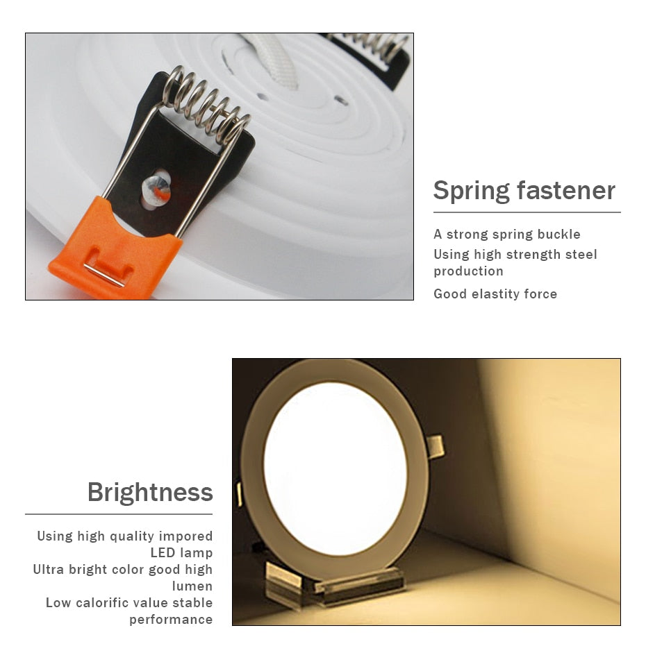 Ultra Thin Downlight Aluminum Recessed Led Downlight Silver White-Silver 3W 5W 7W 9W AC220V Led Ceiling Lamp Spot Led Lighting