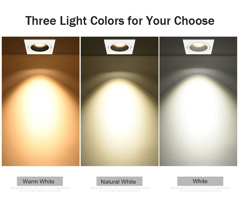 Angle Adjust LED Recessed Downlight Dimmable 14W 24W Ceiling Spot Light 3000K/4000K/6000K Home Aisle