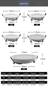 LED Downlight 18W 15W 12W 9W 7W spot led Lamp Spot Light AC220V 230V Waterproof downlight Round Recessed Lamp