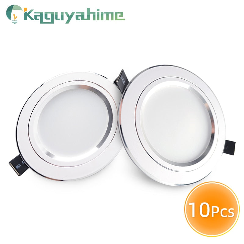 Kaguyahime 10 PCS LED Downlight 3W 5W 7W 12W 18W High Bright Downlights AC 110V 220V Round Recessed Panel Light LED Spot Lighting