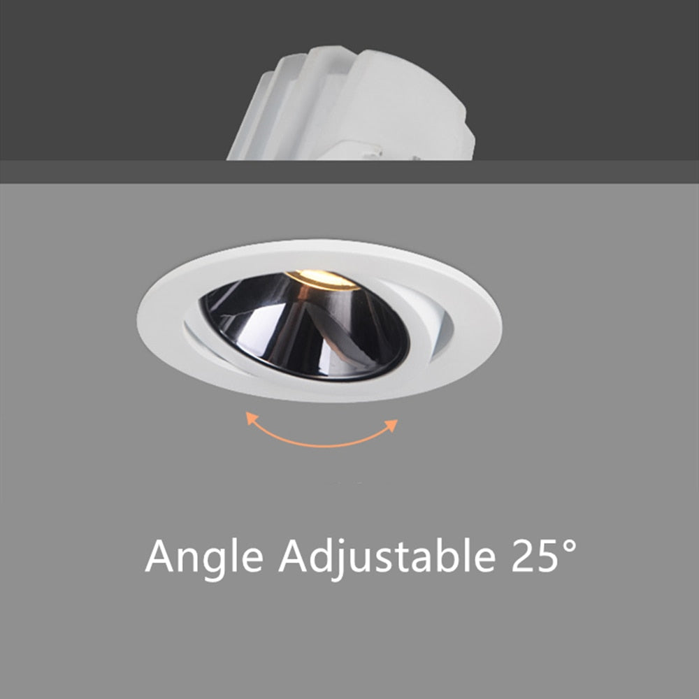 New Anti-glare LED Recessed Downlight Dimmable 7W 12W LED Ceiling Spot Light 3000K/4000K/6000K Angle Adjust Spot Lamp
