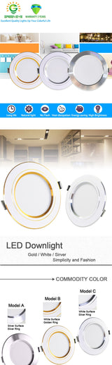 Downlight 3W 5W 9W 12W 15W 18W Spot led downlight AC 220V gold Silver White Ultra Thin Aluminum Round Recessed LED Spot Lighting