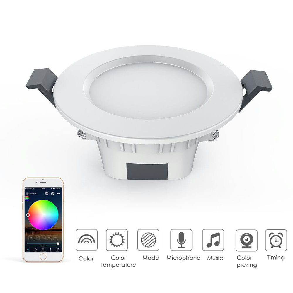 LED Light Bulbs Smart WiFi 4.5W Downlight Bluetooth-compatible Lamp RGBW Dimmable Spot Light APP Remote Control White/Warm Light
