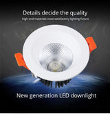 White Led Downlight Aluminum 90-260V AC Round Led Lamp Foyer Recessed Luminaire Panel Light Spot Ceiling downlights