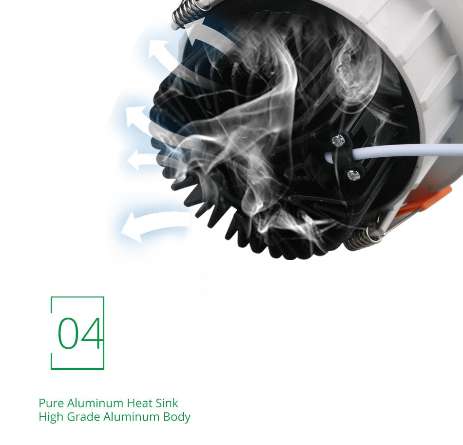 White Led Downlight Aluminum 90-260V AC Round Led Lamp Foyer Recessed Luminaire Panel Light Spot Ceiling downlights