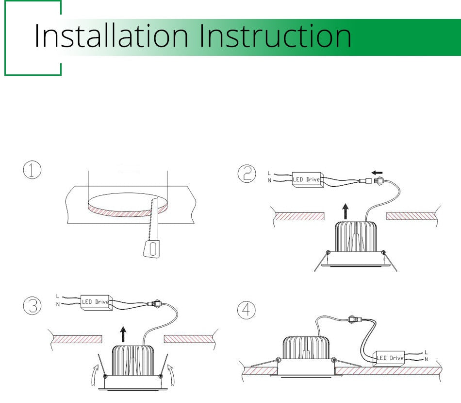 White Led Downlight Aluminum 90-260V AC Round Led Lamp Foyer Recessed Luminaire Panel Light Spot Ceiling downlights