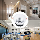 White Ceiling LED Recessed Downlight 7W 12W 18W Dimmable Spot Down Light Aluminum AC Kitchen Lamp COB Foyer Lighting Round Lamp