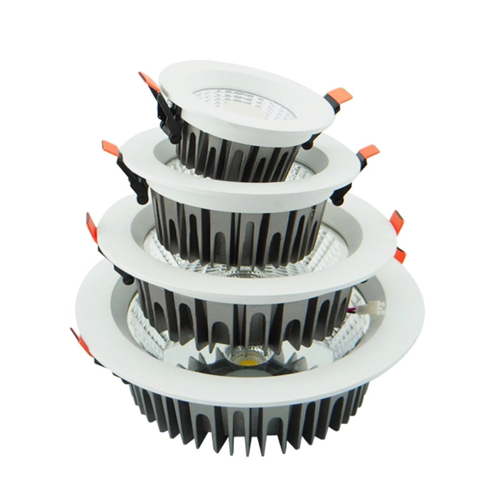 Downlight LED 7W 12W 20W 30W 40W 85-265V Dimmable LED Recessed COB Ceiling Down Lights Bathroom Kitchen Spot Lighting