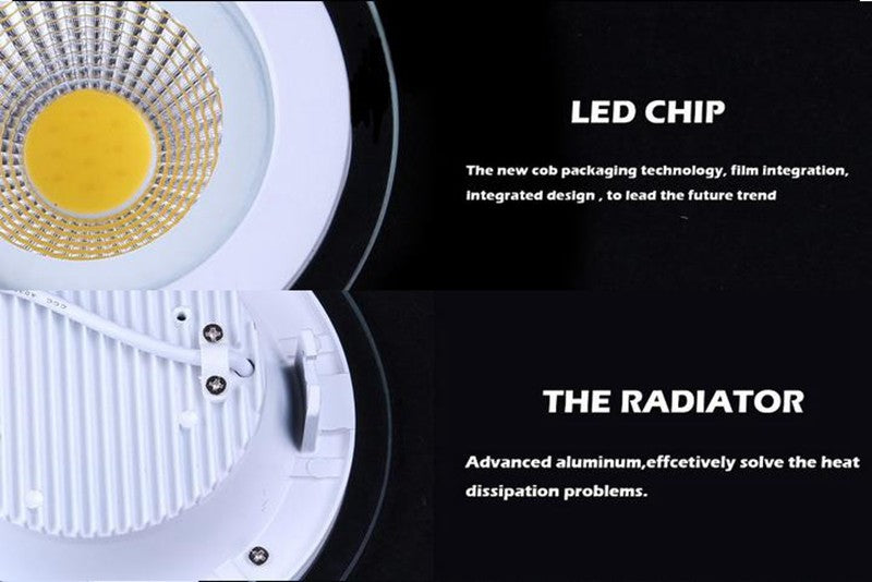 LED Downlight COB Dimmable 7W 10W 12W 15W 20W 30W LED COB Panel Light AC85-265V Recessed COB Downlight Glass Cover LED Spot bulb