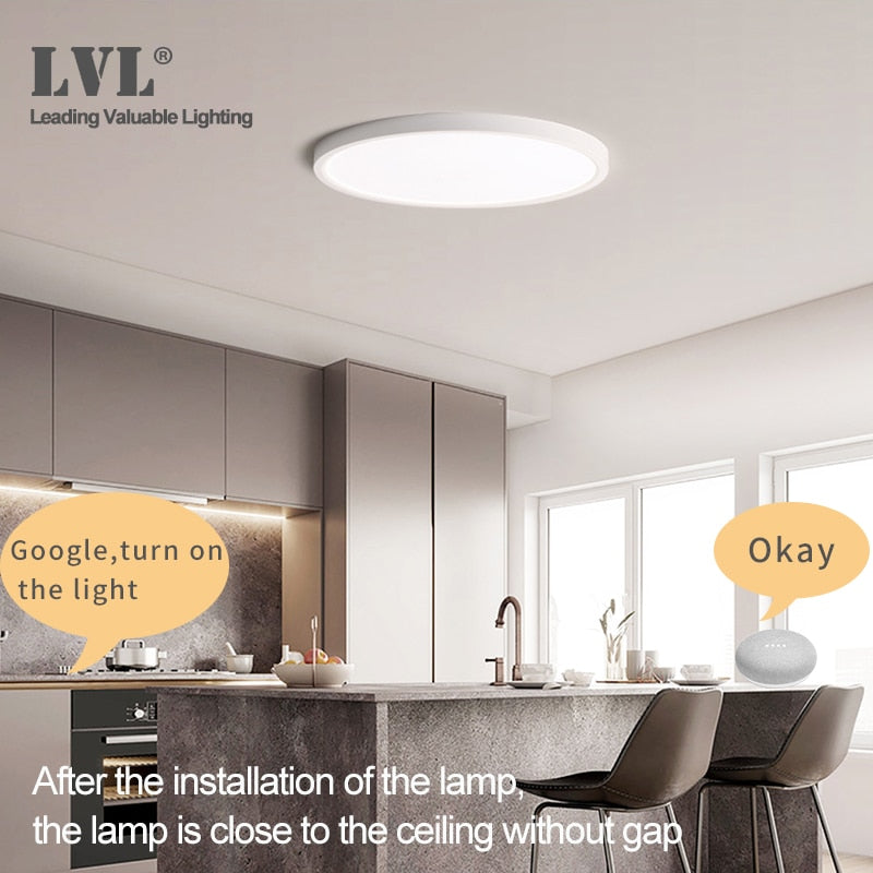 Modern LED Smart Ceiling Light Dimmable Home Lighing WiFi Tuya App AI Voice Control Ultrathin Surface Mounting Ceiling Lamp