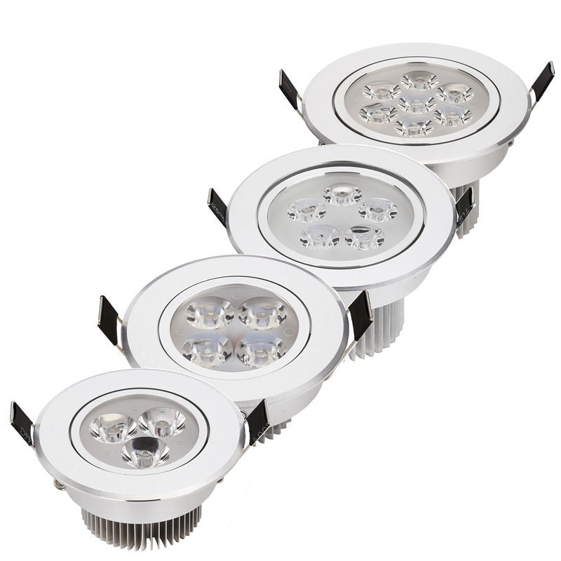 LED Downlight 20pcs/lot wholesale price 3W 9W 12W 15W 21W led downlights Recessed AC85-265V silver 110-770LM Cold /Pure/Warm white