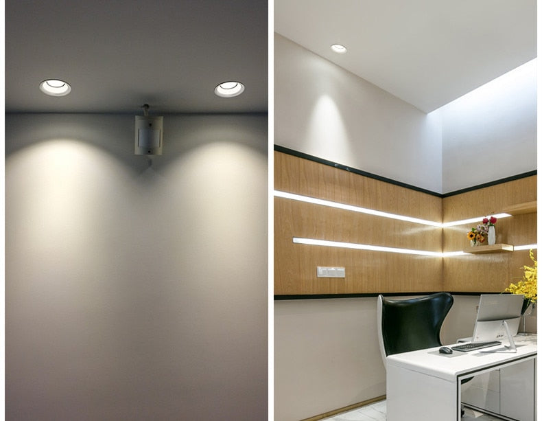 Dimmable LED Downlight 7W 10W 15W 18W 85-265V COB LED DownLights Dimmable COB Spot Recessed Down light Light Bulb white body