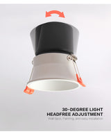 Aisilan Recessed LED Modern Dimmable Downlight Angle Adjustable Built-in LED Spot light Narrow border 7W for Indoor Lighting