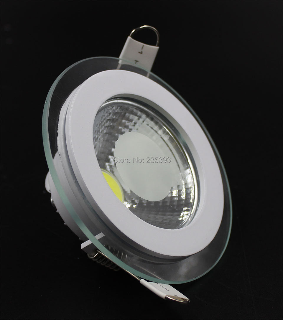 LED Downlight COB Dimmable 7W 10W 12W 15W 20W 30W LED COB Panel Light AC85-265V Recessed COB Downlight Glass Cover Down Light