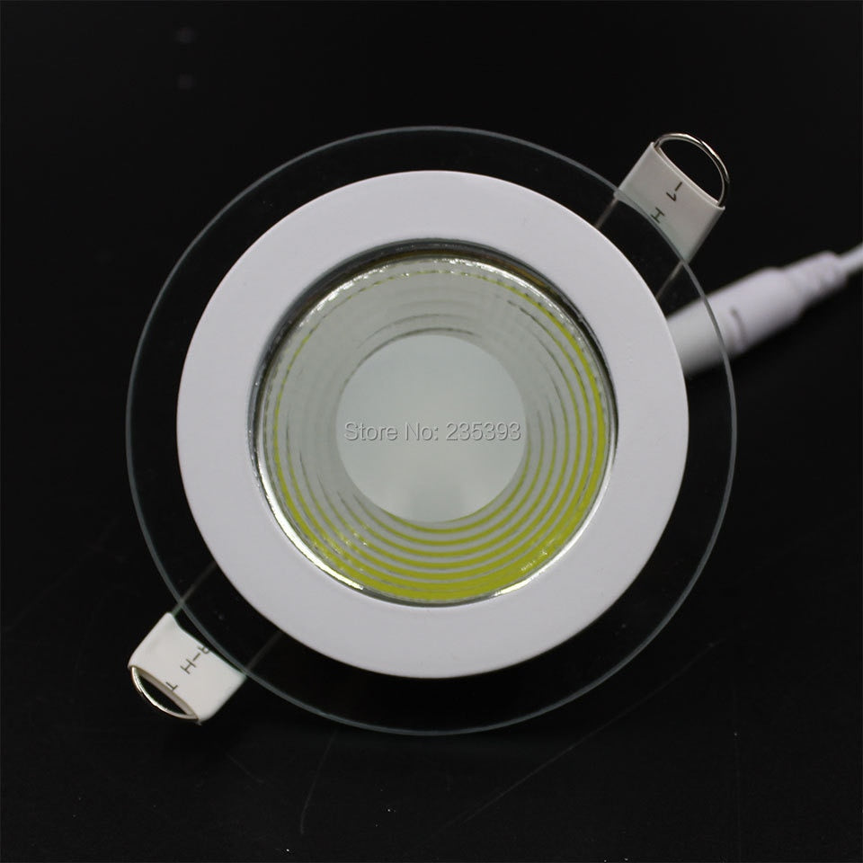 LED Downlight COB Dimmable 7W 10W 12W 15W 20W 30W LED COB Panel Light AC85-265V Recessed COB Downlight Glass Cover Down Light