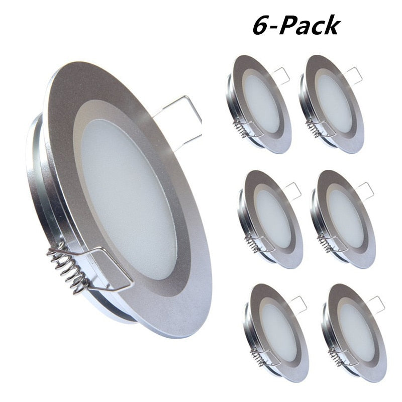 Topoch LED Downlight Panel 6PCS Ultra Thin Spring Clips Mount 3W DC12V 240LM Full Aluminium Puck Light for Camper Van Marine