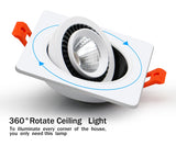 Square 360 Angle Adjustable LED COB Recessed Downlight Black/White 5W 7W 10W 12W 15W LED Ceiling Spot Light Pic Background