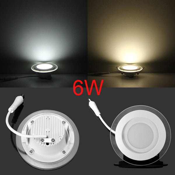 Dimmable LED Panel Light Round/Square Glass Panel Downlight 6W 12W 18W Ceiling Recessed Lights Spot Light Indoor Lamps AC85-265V