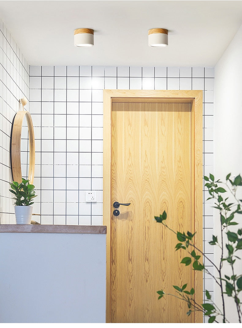 Dimmable LED Flush Mount Downlight, Ceiling Mount Accent Lighting Oak Wood 5W 7W 9W 12W  Ideal for Hallway Gallery Picture 220v