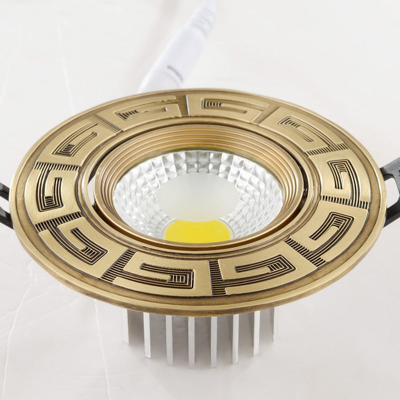 Loft European Style Luxury Pure Copper 3W 5W COB Downlight Copper LED Ceiling Lamp Indoor light Cafe Store Hall