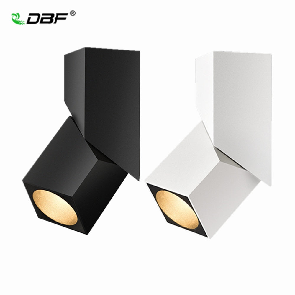 DBF CRI>90 Angle Adjustable Surface Downlights Dimmable 10W 12W 15W Square Ceiling Spot Light AC 110V 220V Lighting Fixtures
