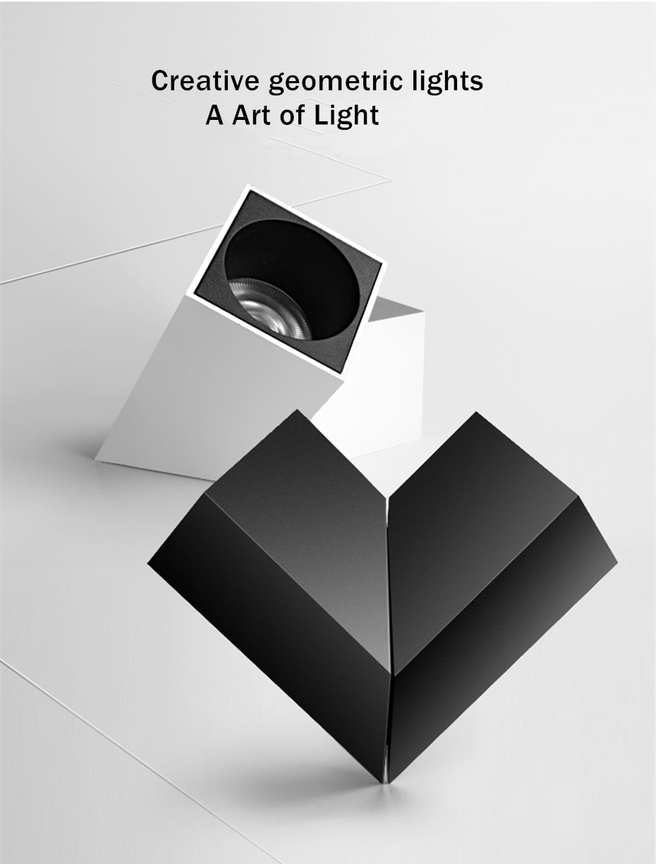 DBF CRI&gt;90 Angle Adjustable Surface Downlights Dimmable 10W 12W 15W Square Ceiling Spot Light AC 110V 220V Lighting Fixtures