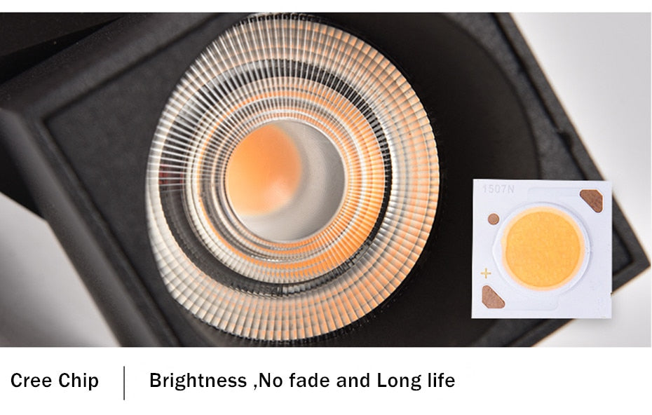 DBF CRI&gt;90 Angle Adjustable Surface Downlights Dimmable 10W 12W 15W Square Ceiling Spot Light AC 110V 220V Lighting Fixtures